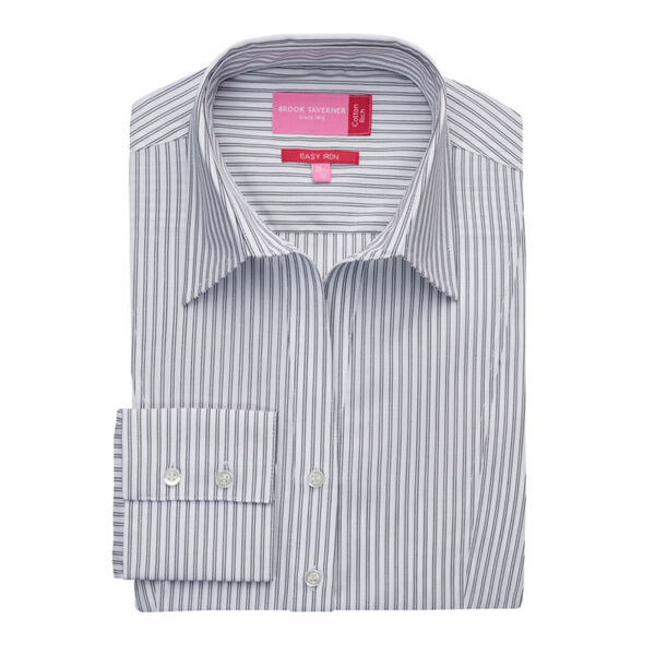 Ladies Long Sleeve Striped Blouse Thumbnail