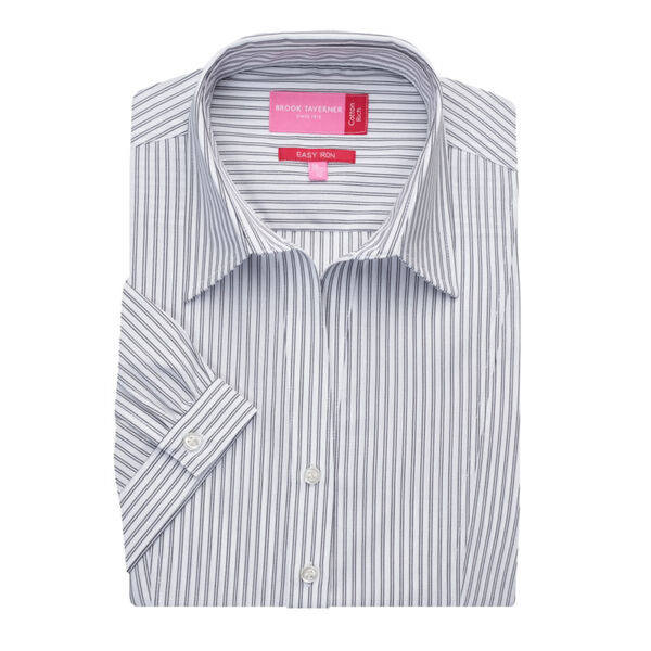 Ladies Short Sleeve Striped Blouse Thumbnail